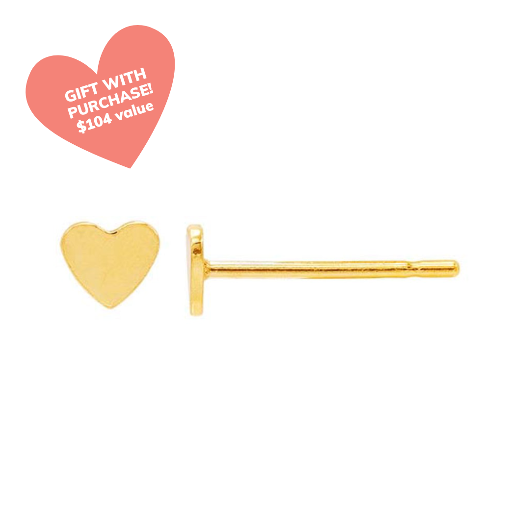 taudrey luxe: Golden Heart Stud Earrings (14K Gold)