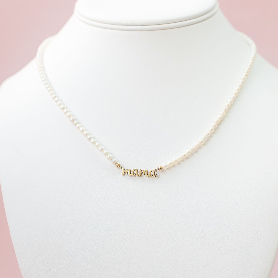 taudrey luxe: Mama Loves Pearls Necklace (14K Gold)