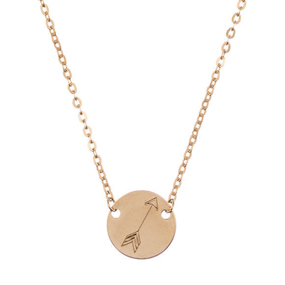 taudrey mini coin symbol necklace stamp detail arrow