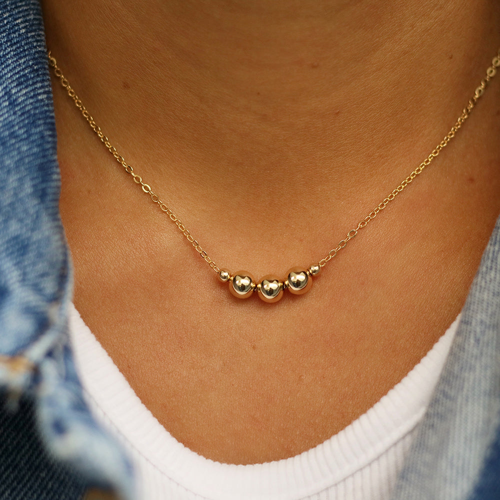 Gold bead pendant necklace sale