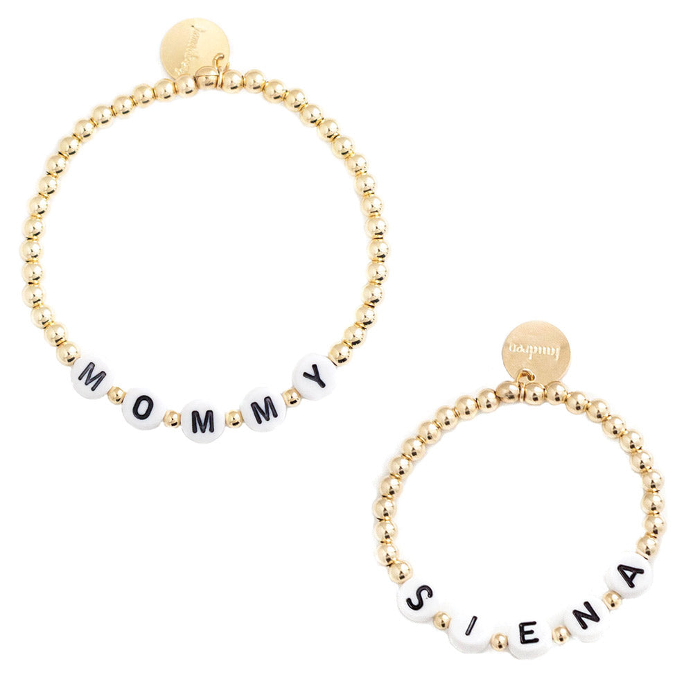 taudrey mommy and me letter block beaded bracelet set personalized matching bracelet set