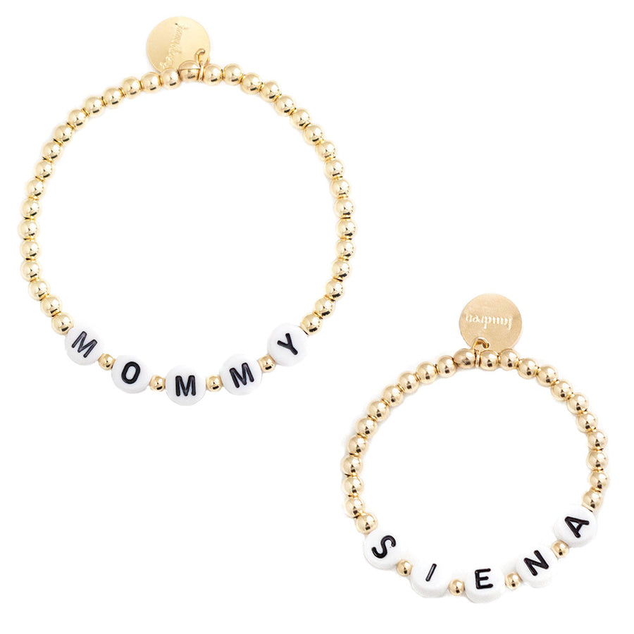 taudrey mommy and me letter block beaded bracelet set personalized matching bracelet set