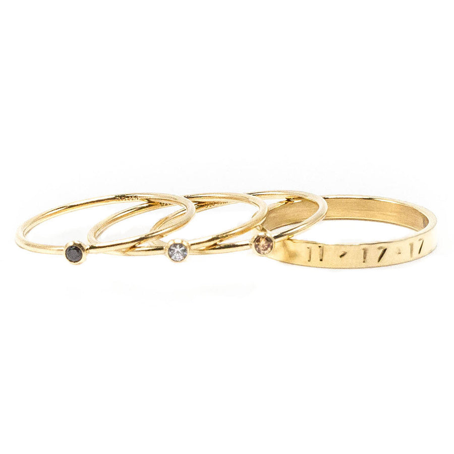 taudrey ring stacks golden girls four piece personalized ring stack 