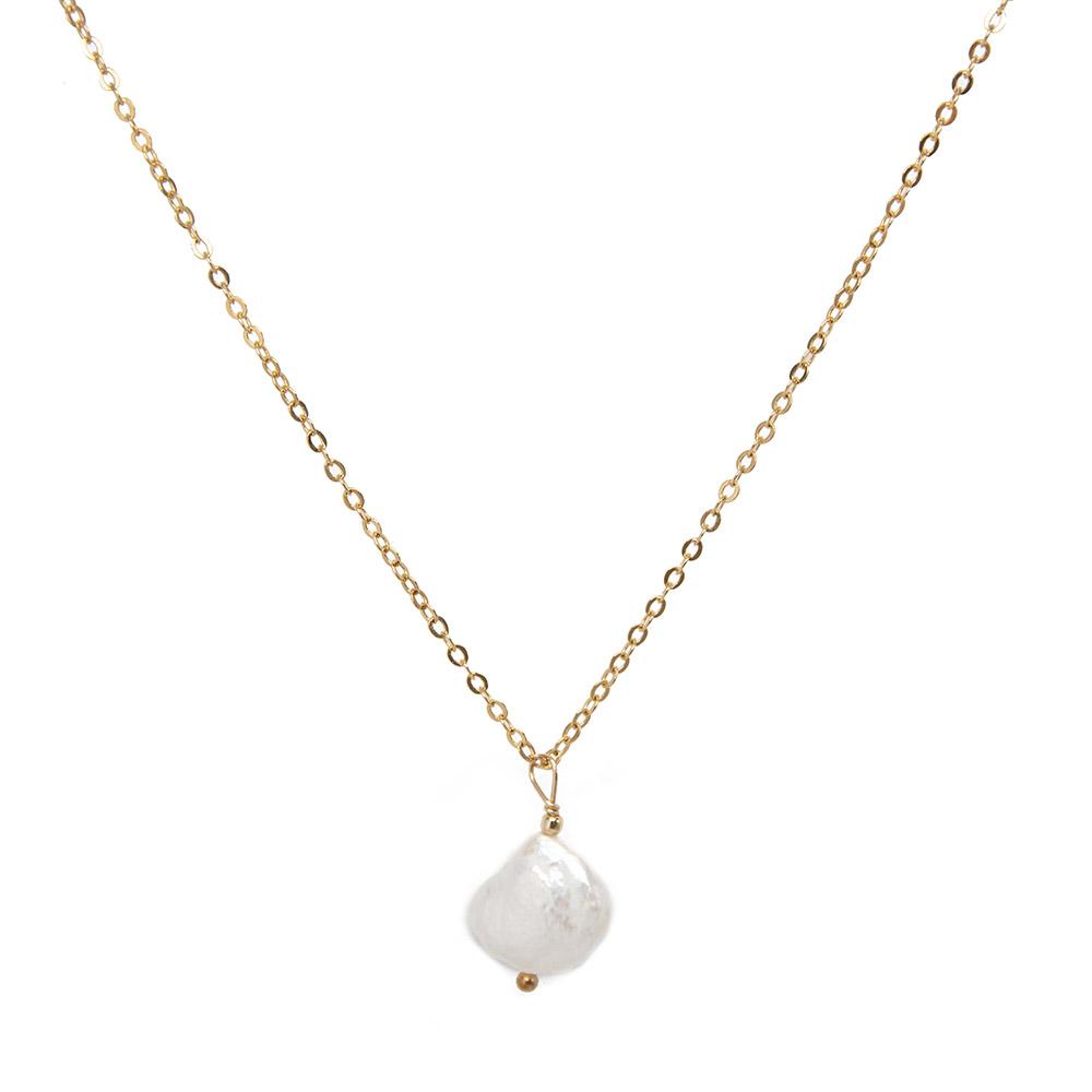 taudrey grit and grace necklace gold chain textured natural pearl detail