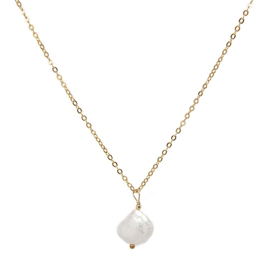 taudrey grit and grace necklace gold chain textured natural pearl detail