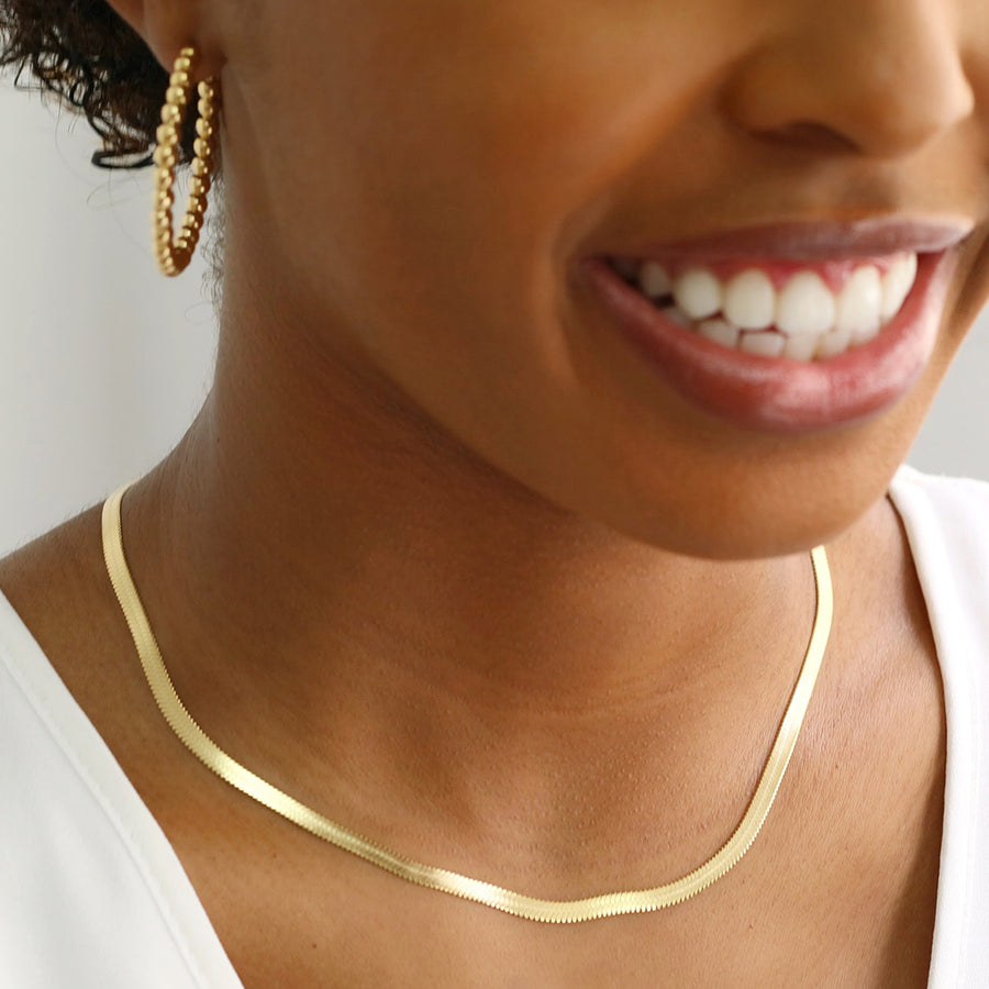 taudrey happiness herringbone gold necklace