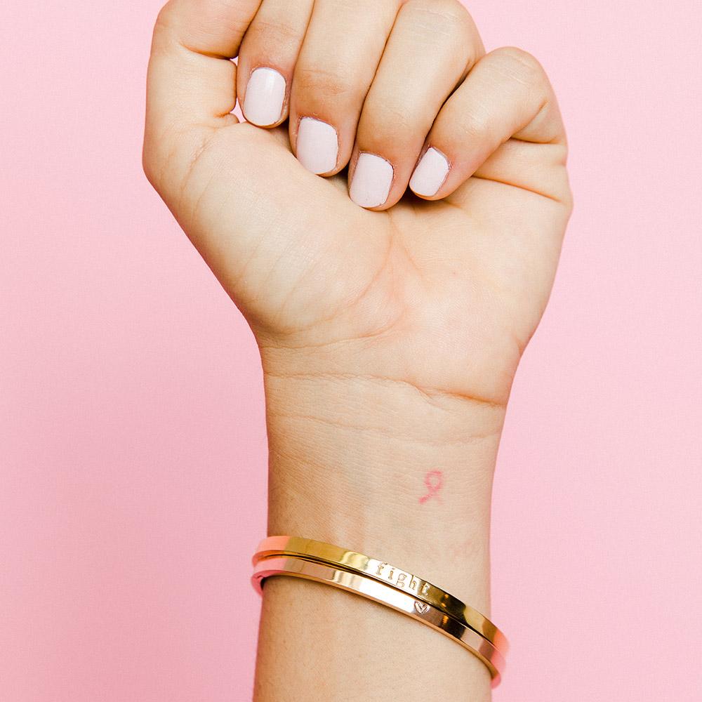 taudrey breast cancer awareness hand stamped personalized bangles inspirational message gold rose gold silver