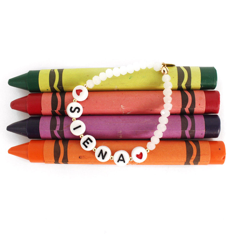 taudrey kids girls heart to heart beaded bracelet letter blocks heart details