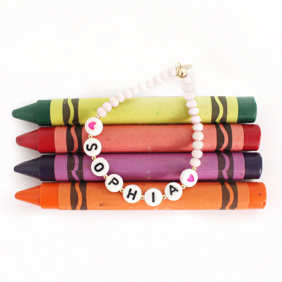 taudrey kids girls heart to heart beaded bracelet letter blocks heart details