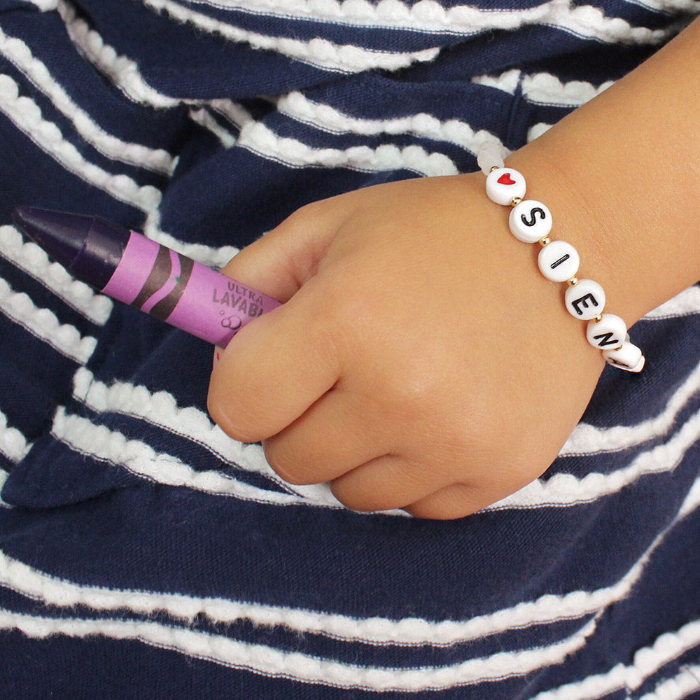 taudrey kids girls heart to heart beaded bracelet letter blocks heart details