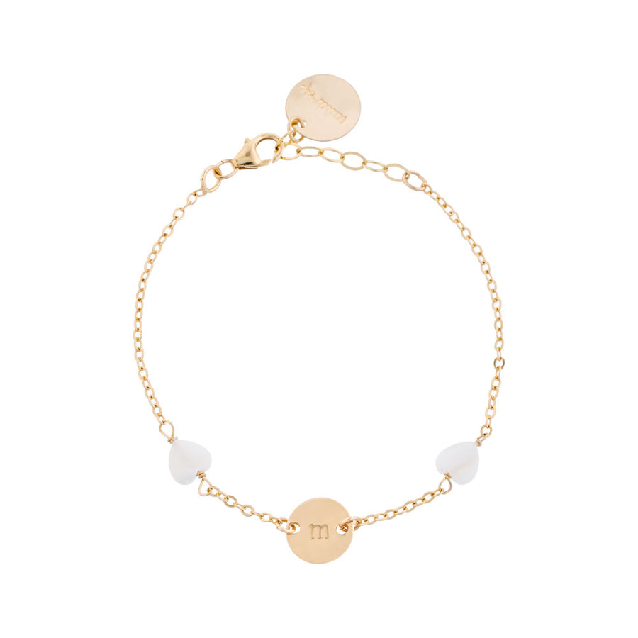 taudrey love you mean it bracelet gold dainty bracelet with heart shaped pearls and personalized gold charm