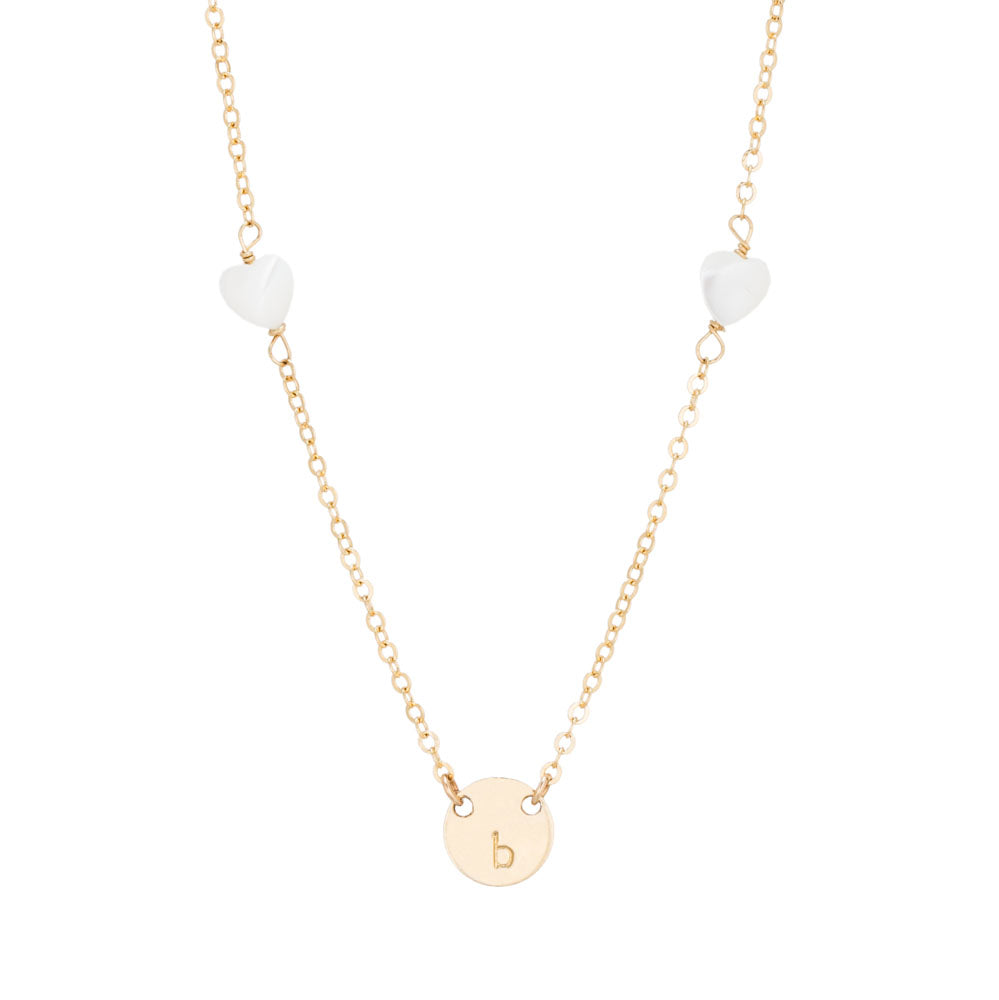 taudrey love you mean it necklace gold dainty necklace with heart shaped pearls and personalized gold charm