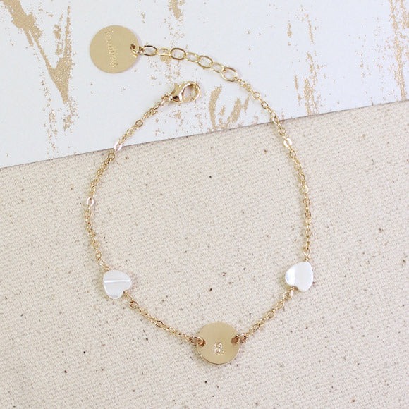 taudrey love you mean it bracelet gold dainty bracelet with heart shaped pearls and personalized gold charm