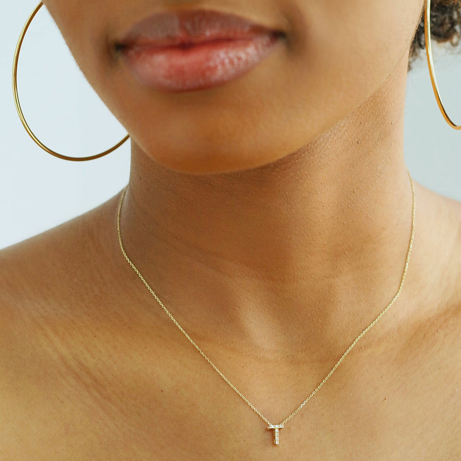 taudrey luxe worth it necklace 14k yellow gold pave diamonds personalized charm letter initial