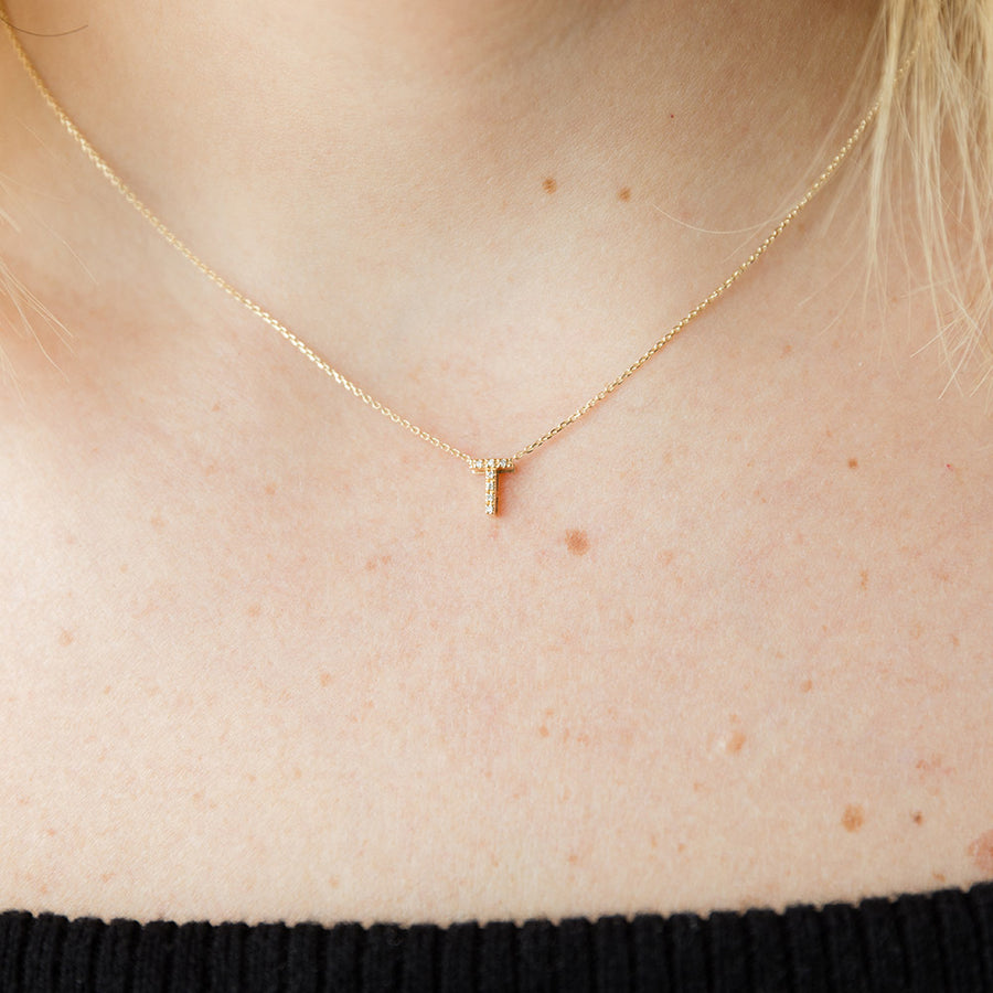 taudrye luxe worth it necklace 14k yellow gold pave diamonds personalized charm letter initial