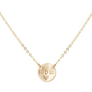 taudrey mini coin necklace gold charm hand stamped with mom