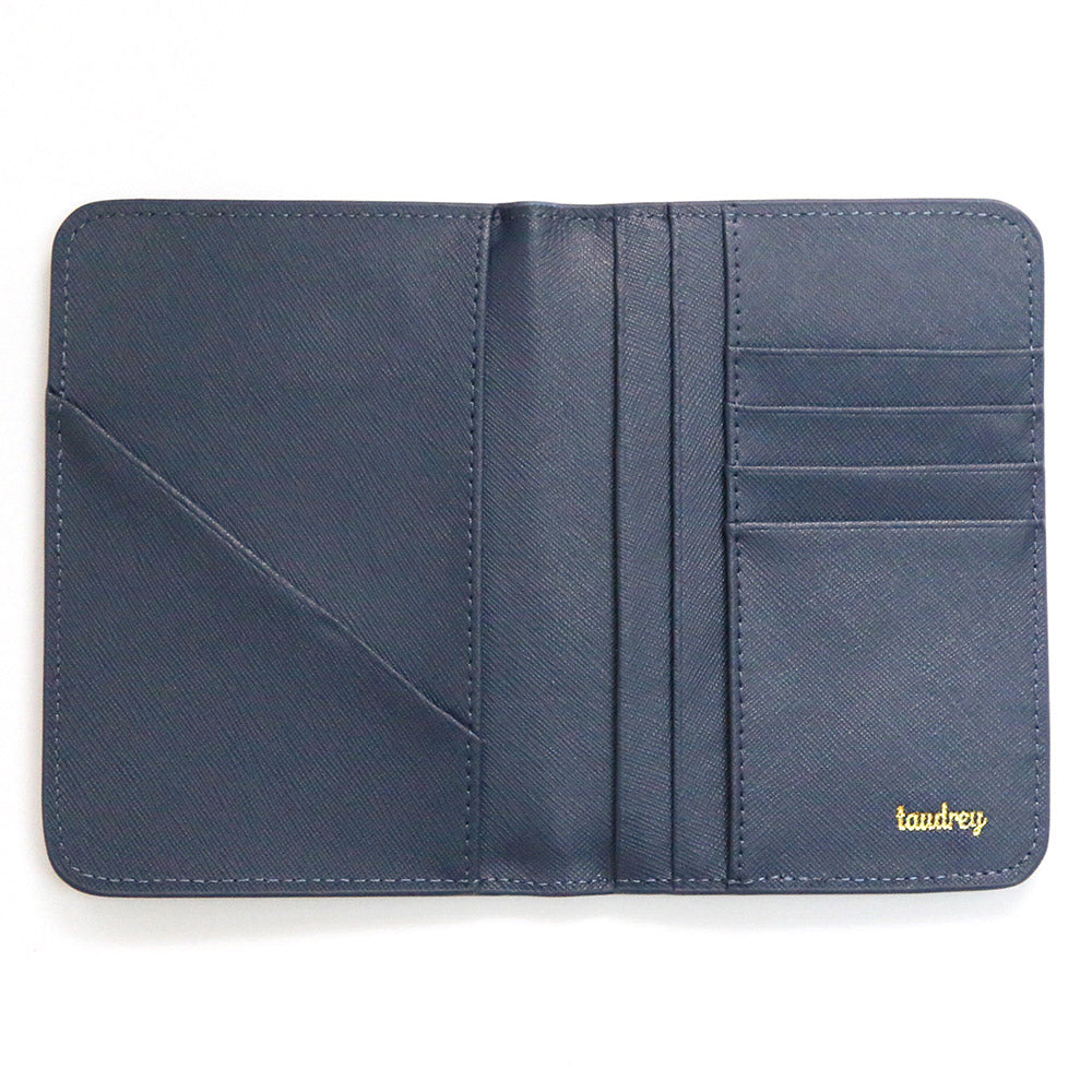 taudrey out of office saffiano cross hatch leather embossed personalized passport holder blush navy