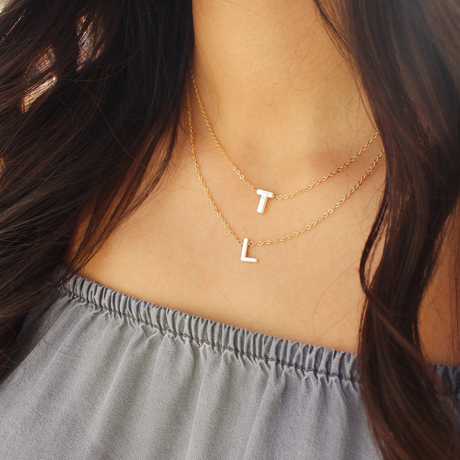 taudrey write me a letter necklace pearl letter detail