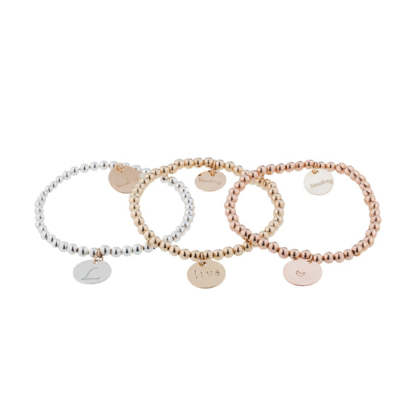 taudrey personalized jewelry three little pretties bracelet set beaded rose gold silver