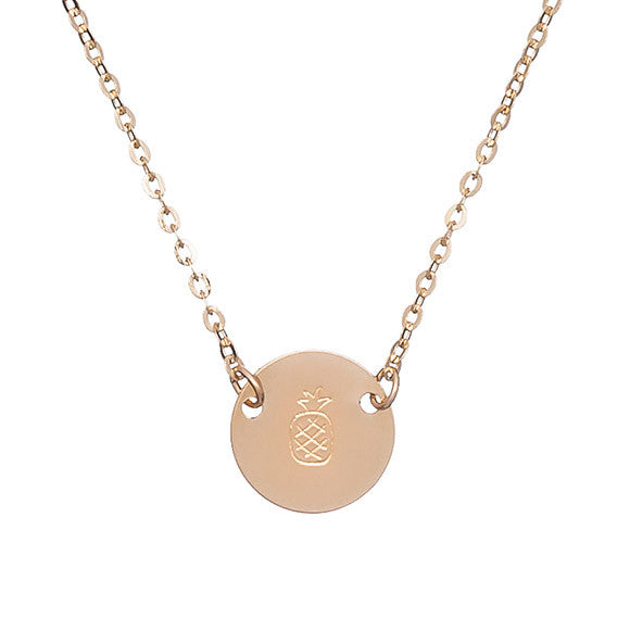 taudrey mini coin symbol necklace stamp detail pineapple