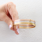 taudrey personalized three tone bangle set gold rose gold silver stack