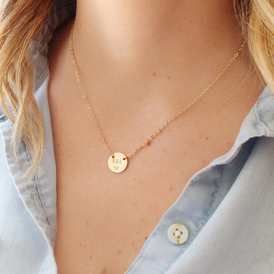 taudrey tia mini coin gold necklace handstamped with tia hispanic culture aunt mothers day gift