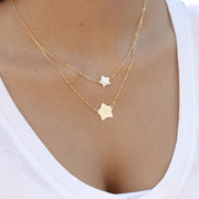 taudrey written in the stars necklace layered pearl star personalized gold star charm