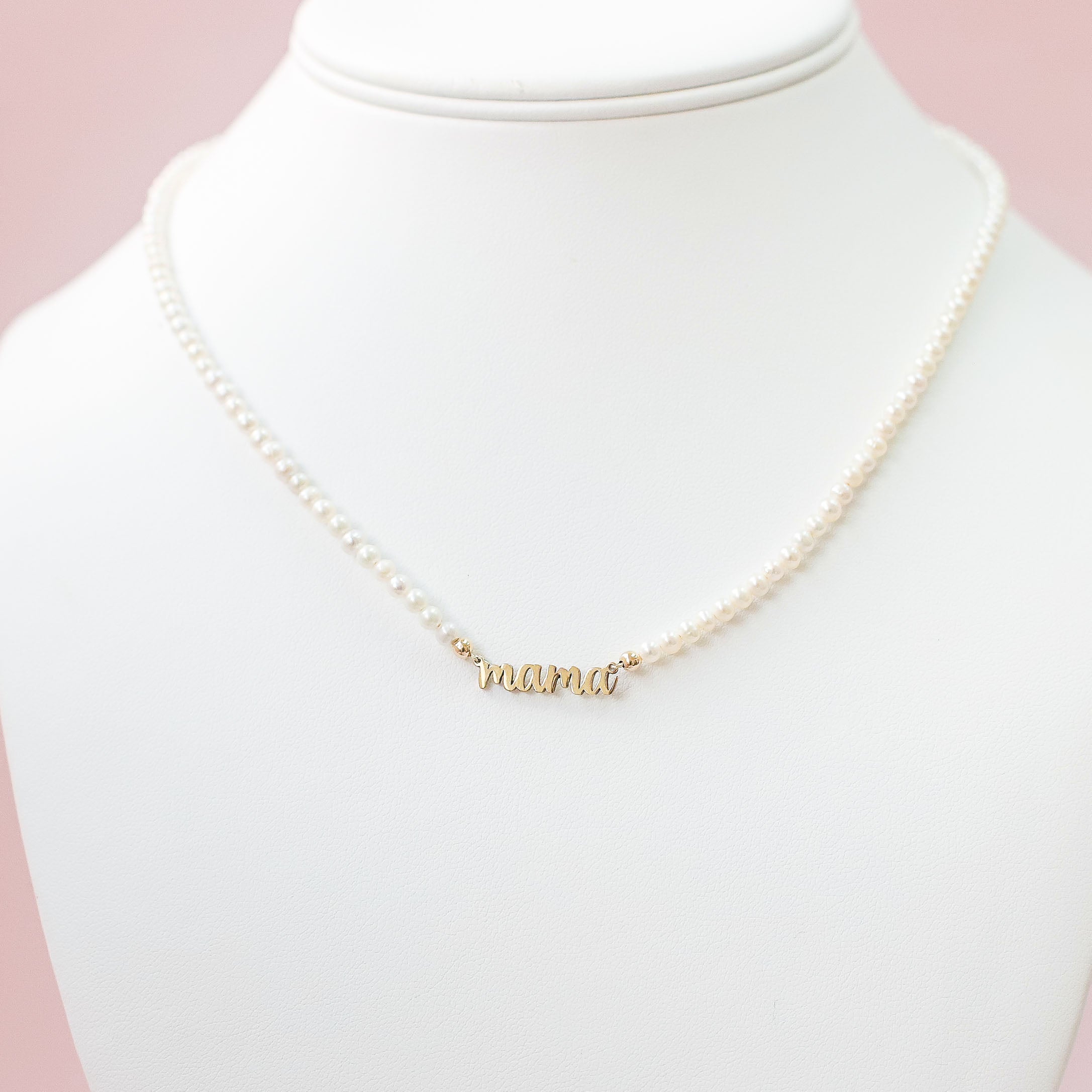 taudrey luxe: Mama Loves Pearls Necklace (14K Gold)