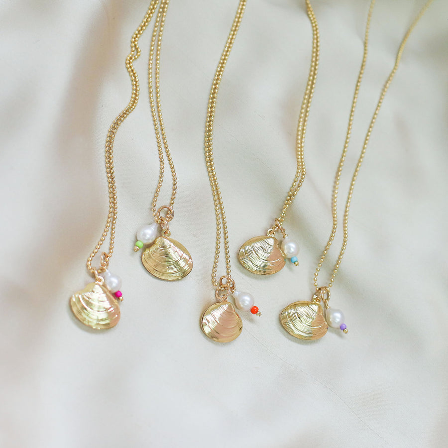 #2 Sample Long Gold Shell with Pearl Necklace
