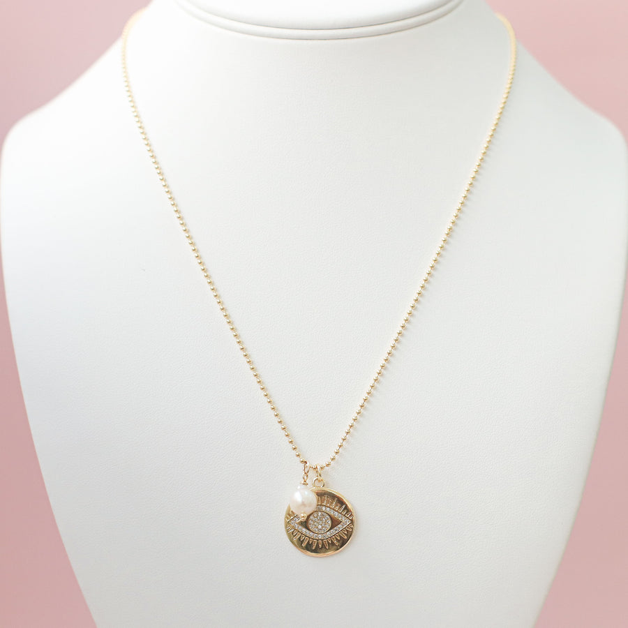 #3 Sample Long Gold Evil Eye Necklace