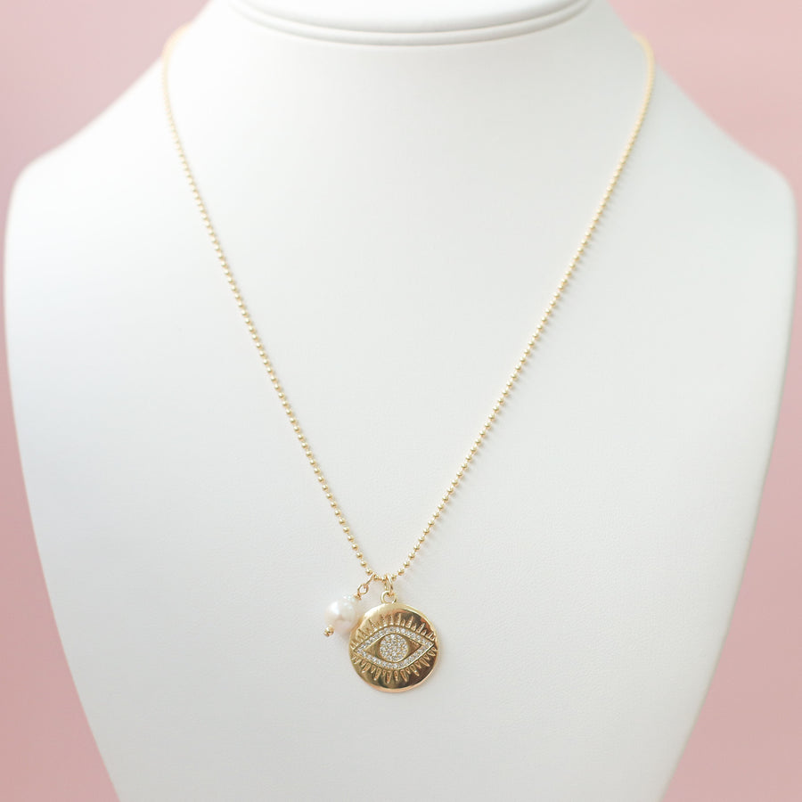 #3 Sample Long Gold Evil Eye Necklace