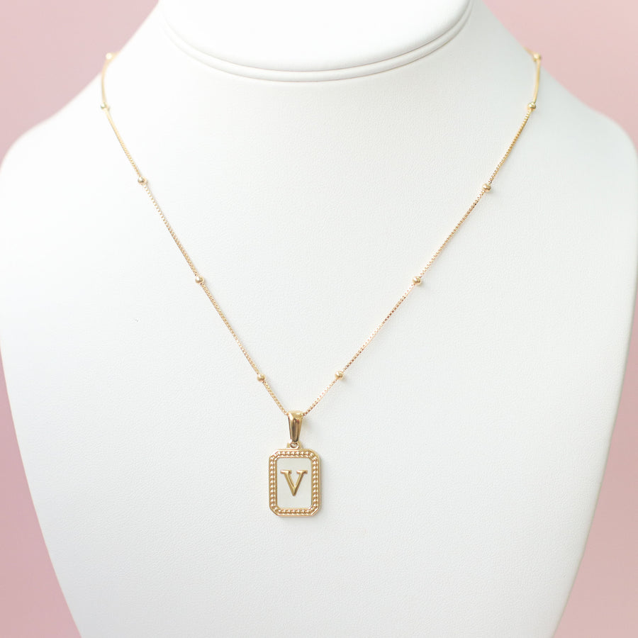 #4 Sample Long Beaded Necklace with Initial