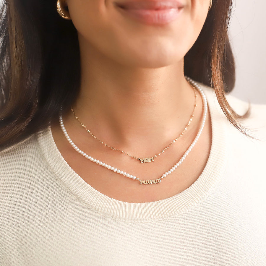 taudrey luxe: Mama Loves Pearls Necklace (14K Gold)