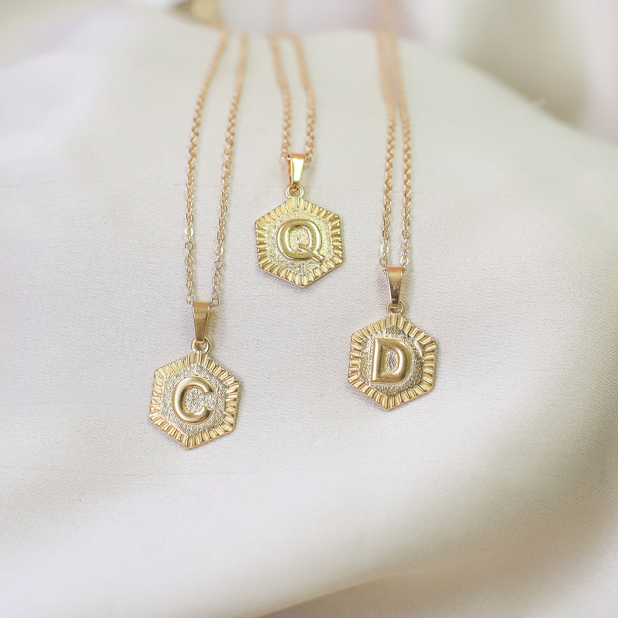 #7 Sample Hexagon Initial Necklace