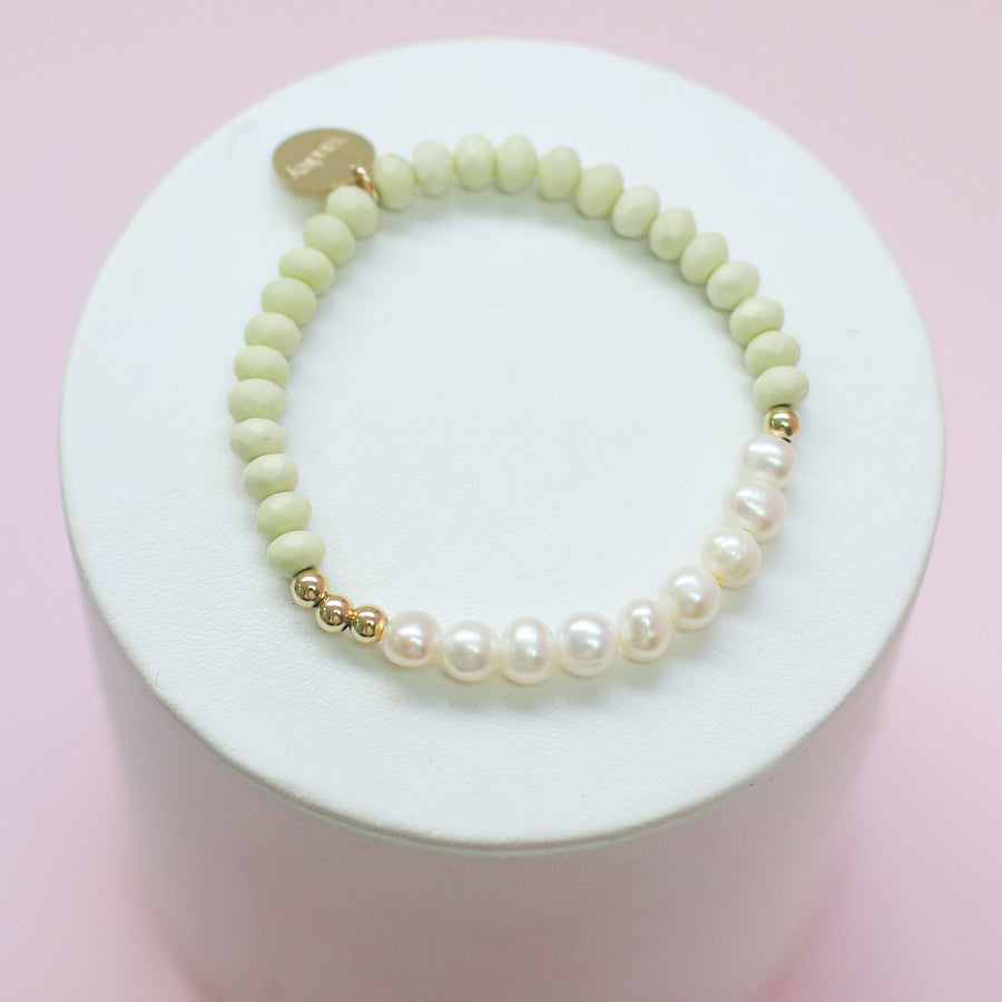 #13 Sample Light Green/Pearl Beaded Bracelet