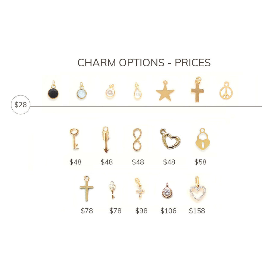 permanent jewelry charm options