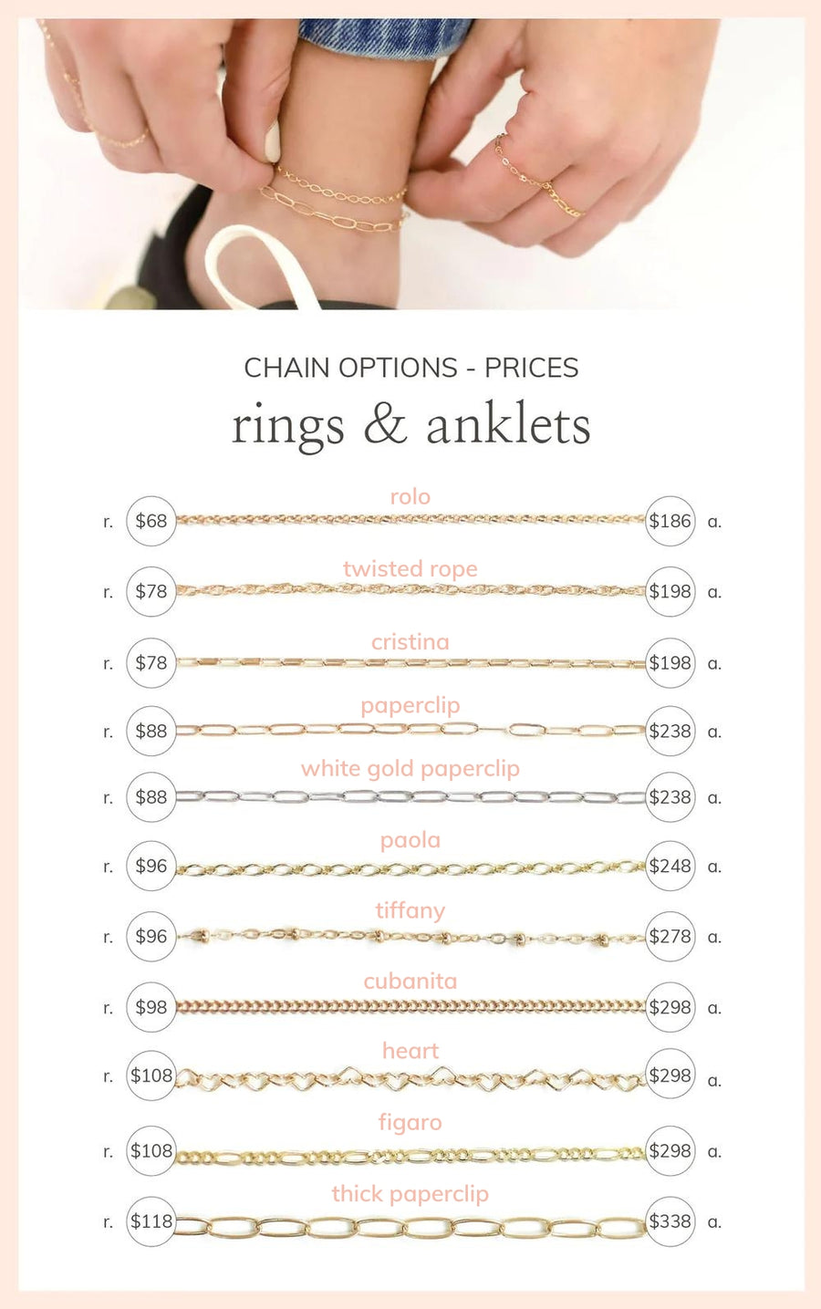 permanent jewelry bracelets and anklets