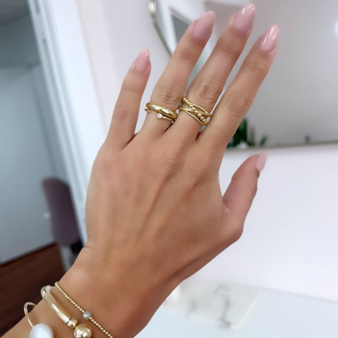 taudrey golden trio ring stack