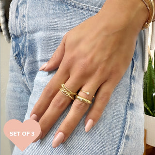 taudrey golden trio ring stack