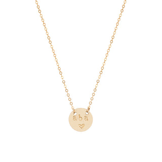 taudrey aba mini coin gold necklace handstamped with aba hispanic culture grandmother abuela mothers day gift