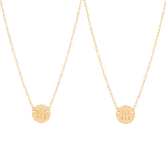 sister necklace gold set big sis lil sis