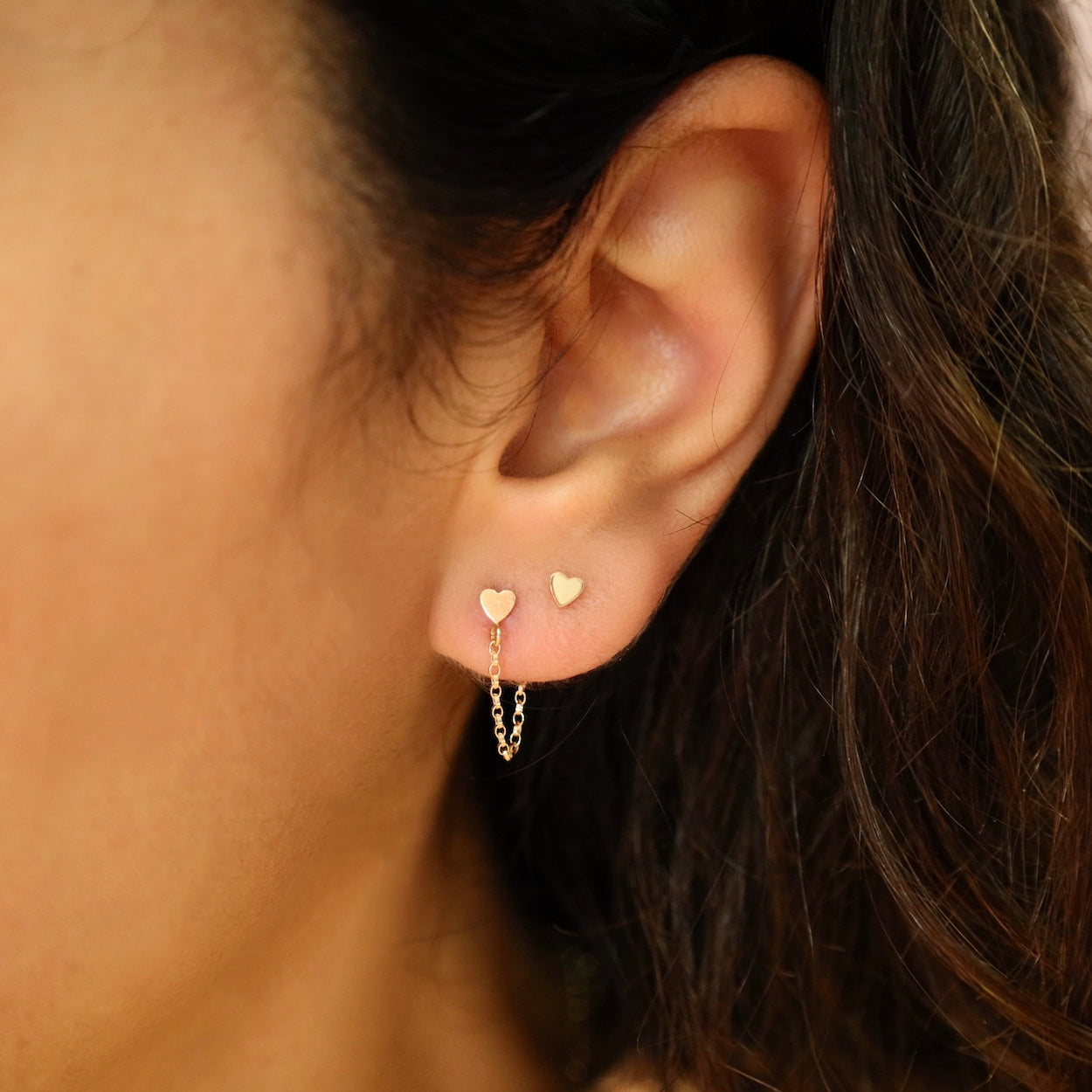 Heart chain earrings sale