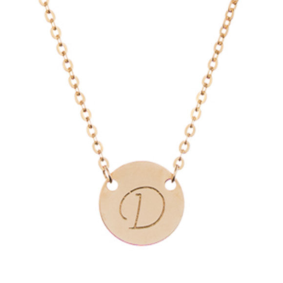 taudrey gold mini coin initial necklace gold personalized charm hand stamped with initial 