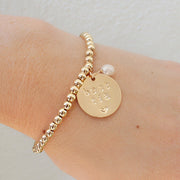 taudrey best tia gold beaded bracelet with personalized gold charm tia aunt mothers day gift