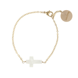 taudrey blessed bracelet gold pearl cross