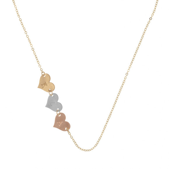 taudrey destint thompson truly destiny necklace personalized heart charms three tone gold rose gold silver