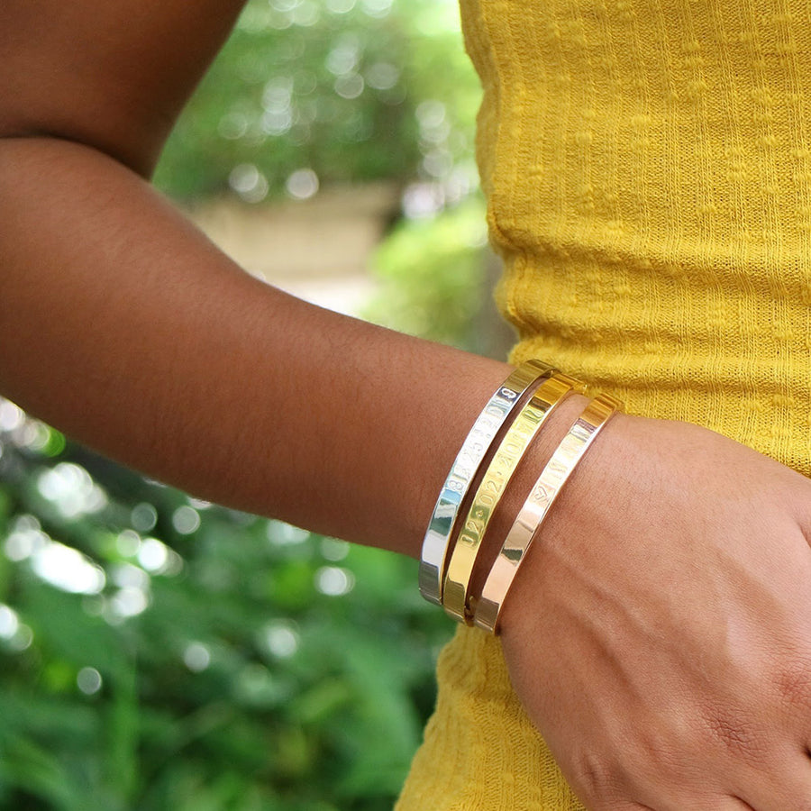 Diary Bangle Set: Rose, Gold and Silver Personalized Bangle Set