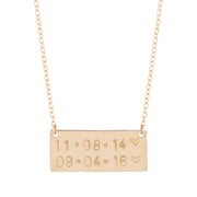 taudrey handcrafted personalized gold bar plate necklace double date