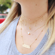 taudrey gold dainty necklace mother of pearl accent