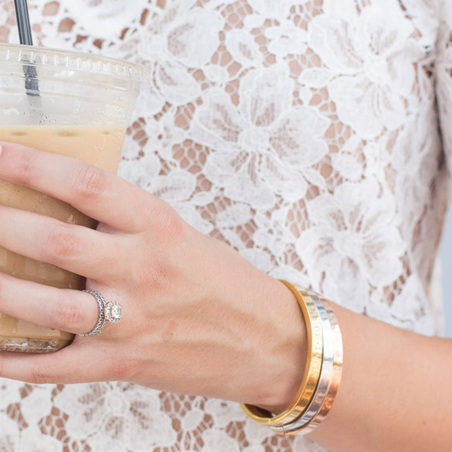 Set of three Bangles with Designer Inspired Charms (rose gold) –  Accessories by Tanya Monique